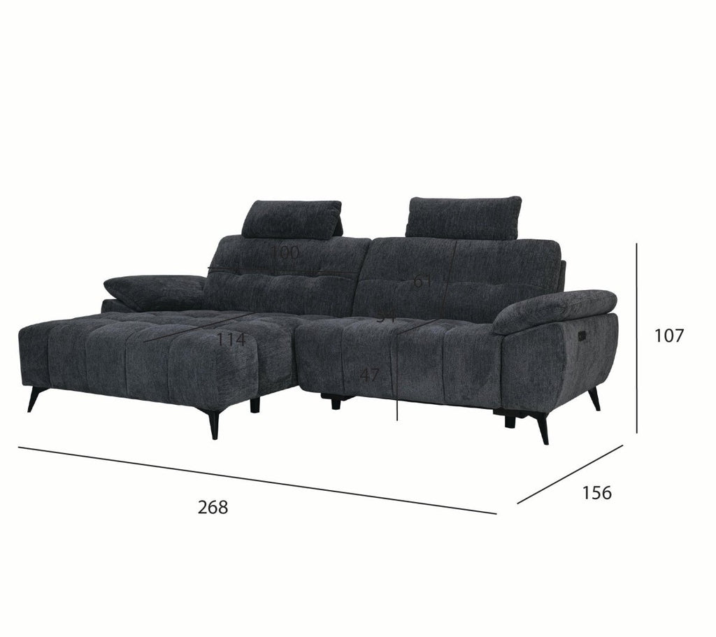 Colorado L-Form Ecksofa Links – mit Elektrische Relaxfunktion, USB - Stoffbezug Grau - FURNHOUSE