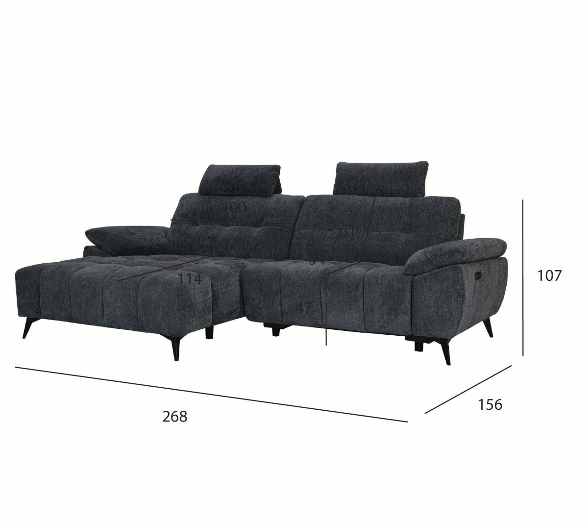 Colorado L-Form Ecksofa Links – mit Elektrische Relaxfunktion, USB - Stoffbezug Grau - FURNHOUSE