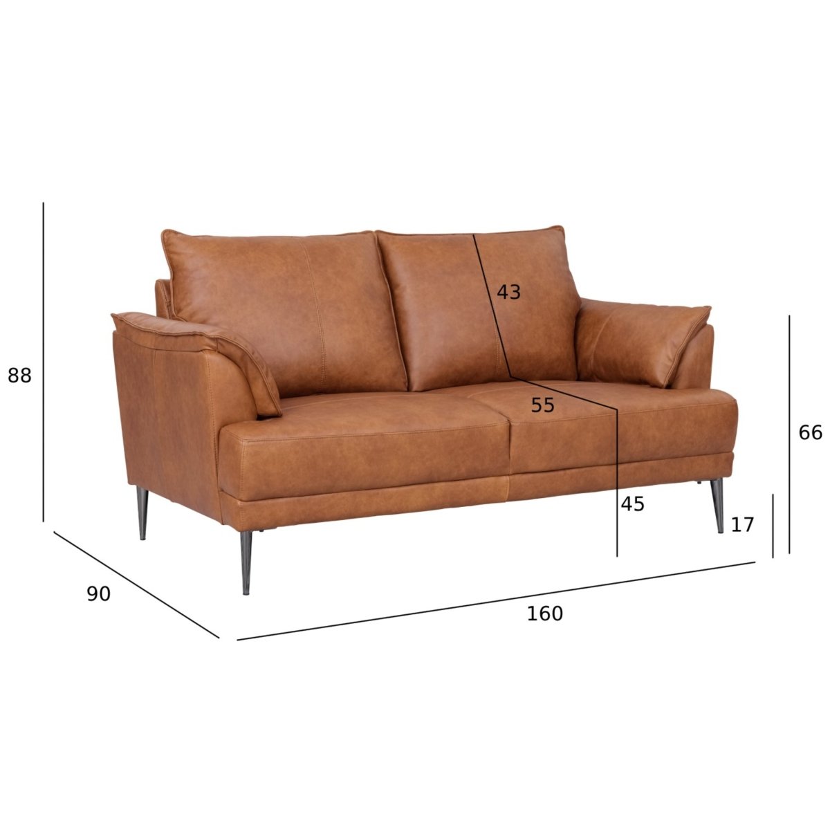 Couchgarnitur 3+2 - Echtleder Cognacbraun - IBBE DESIGN - FURNHOUSE