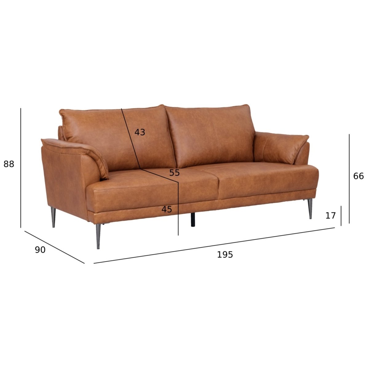 Couchgarnitur 3+2 - Echtleder Cognacbraun - IBBE DESIGN - FURNHOUSE