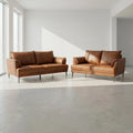 Couchgarnitur 3+2 - Echtleder Cognacbraun - FURNHOUSE