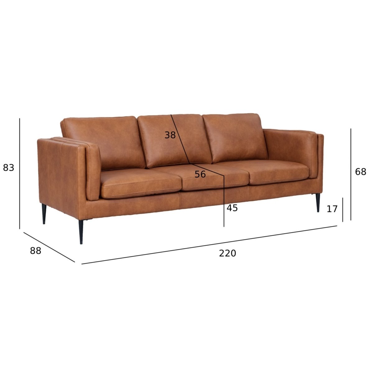 Couchgarnitur 3+2 - Echtleder Cognacbraun - FURNHOUSE