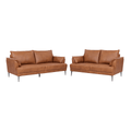 Couchgarnitur 3+2 Soul Echtleder Cognacbraun, 3-Sitzer und 2-Sitzer von vorne