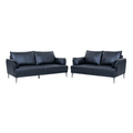 Couchgarnitur 3+2 Soul Echtleder Schwarz, 3-Sitzer und 2-Sitzer von vorne