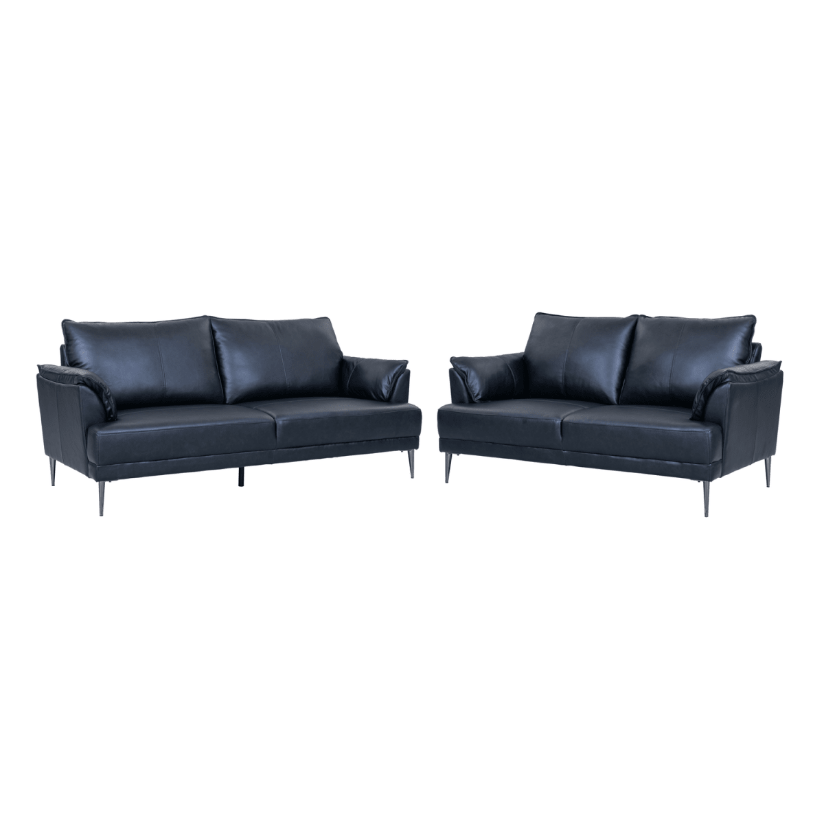 Couchgarnitur 3+2 - Echtleder Schwarz - IBBE DESIGN - FURNHOUSE