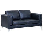 Couchgarnitur 3+2 Valencia - Echtleder Schwarz, 220 + 157 cm - FURNHOUSE