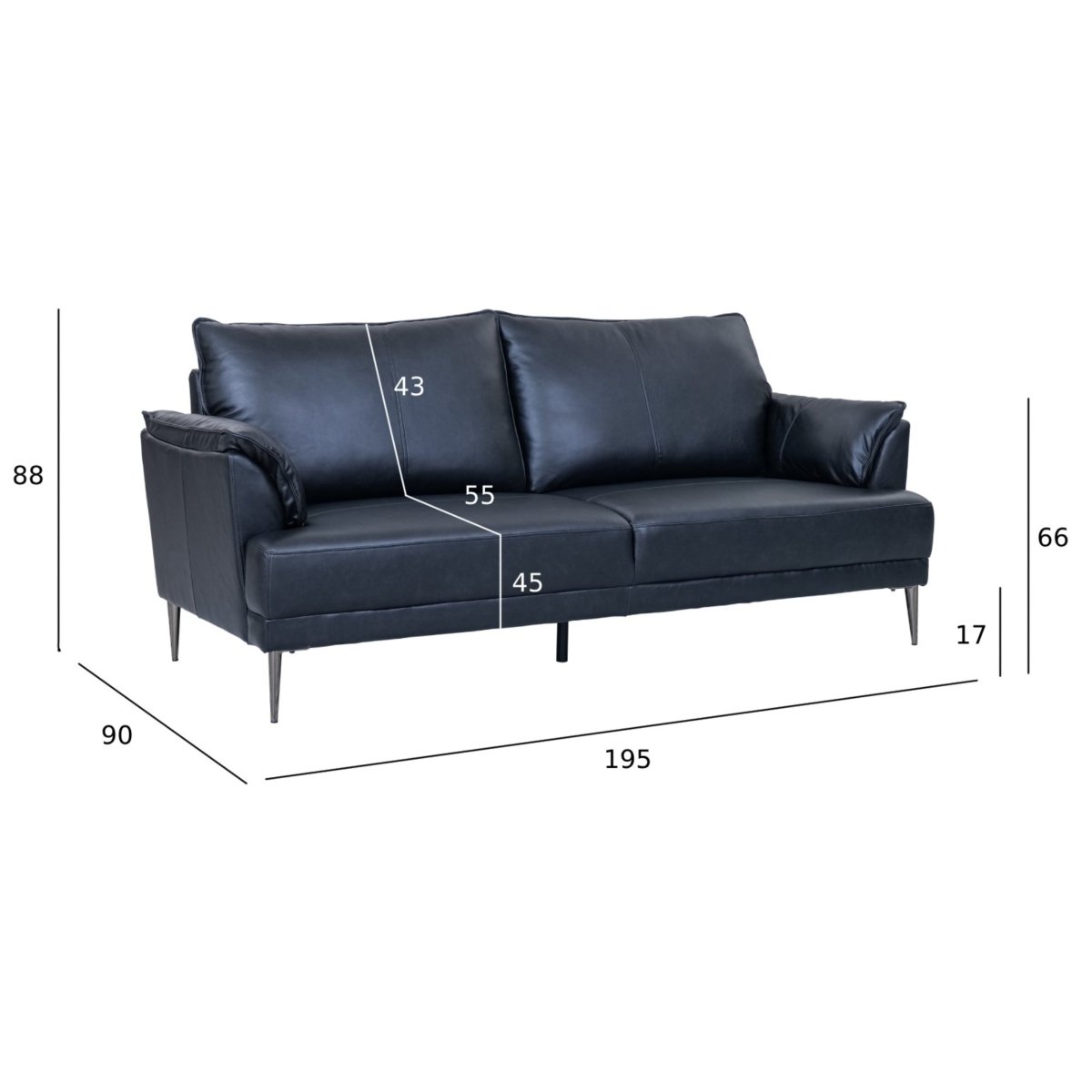 Couchgarnitur 3+2 - Echtleder Schwarz - IBBE DESIGN - FURNHOUSE