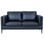 Couchgarnitur 3+2 Valencia - Echtleder Schwarz, 220 + 157 cm - FURNHOUSE