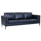 Couchgarnitur 3+2 Valencia - Echtleder Schwarz, 220 + 157 cm - FURNHOUSE