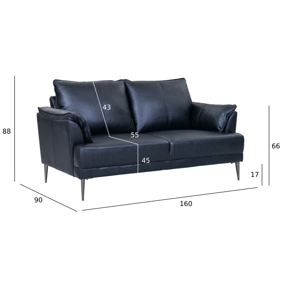 Couchgarnitur 3+2 - Echtleder Schwarz - IBBE DESIGN - FURNHOUSE