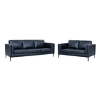 Couchgarnitur 3+2 Valencia - Echtleder Schwarz, 220 + 157 cm - FURNHOUSE