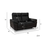 Couchgarnitur 3+2 Selesta - Elektrisch mit USB, Echtleder & Kunstleder Schwarz - FURNHOUSE