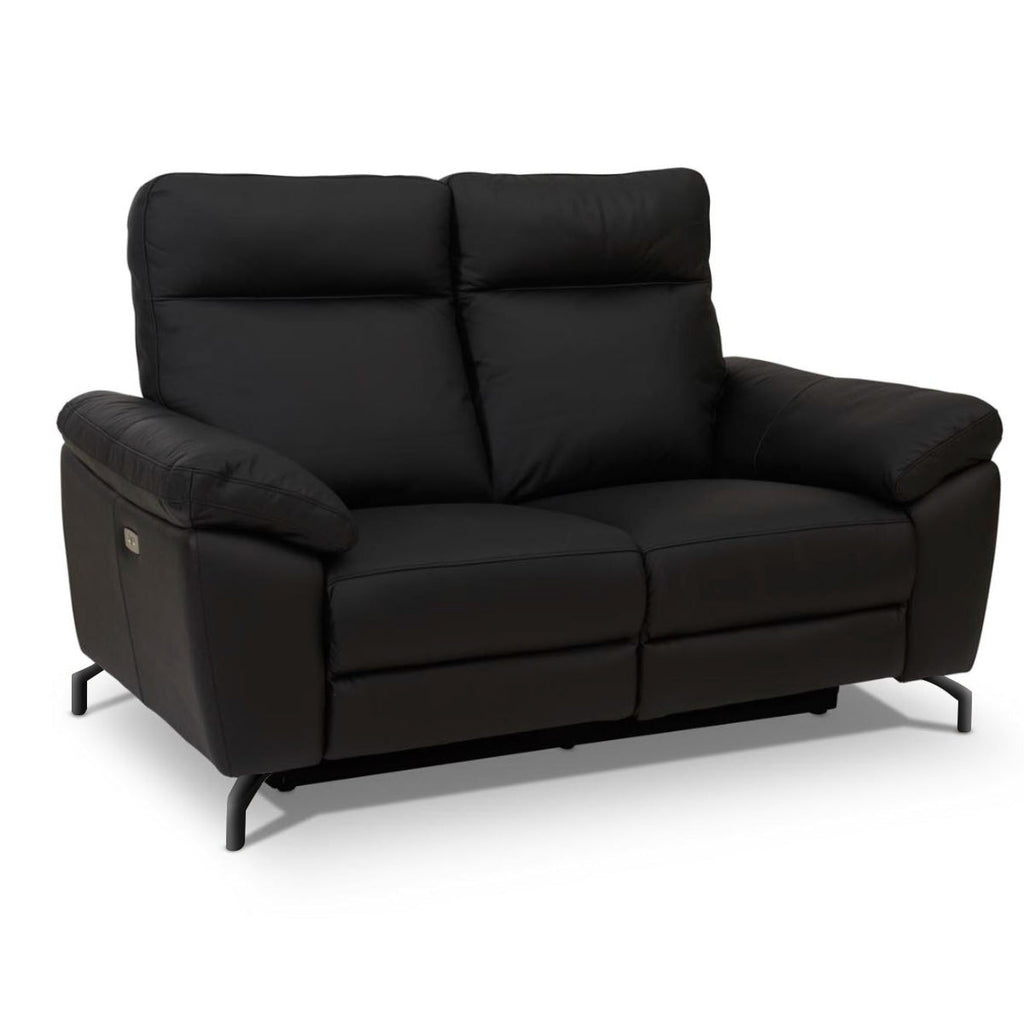 Couchgarnitur 3+2 - mit Elektrische Relaxfunktion, USB - Lederbezug Schwarz - FURNHOUSE