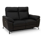 Couchgarnitur 3+2 Selesta - Elektrisch mit USB, Echtleder & Kunstleder Schwarz - FURNHOUSE