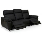 Couchgarnitur 3+2 Selesta - Elektrisch mit USB, Echtleder & Kunstleder Schwarz - FURNHOUSE
