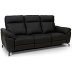 Couchgarnitur 3+2 Selesta - Elektrisch mit USB, Echtleder & Kunstleder Schwarz - FURNHOUSE