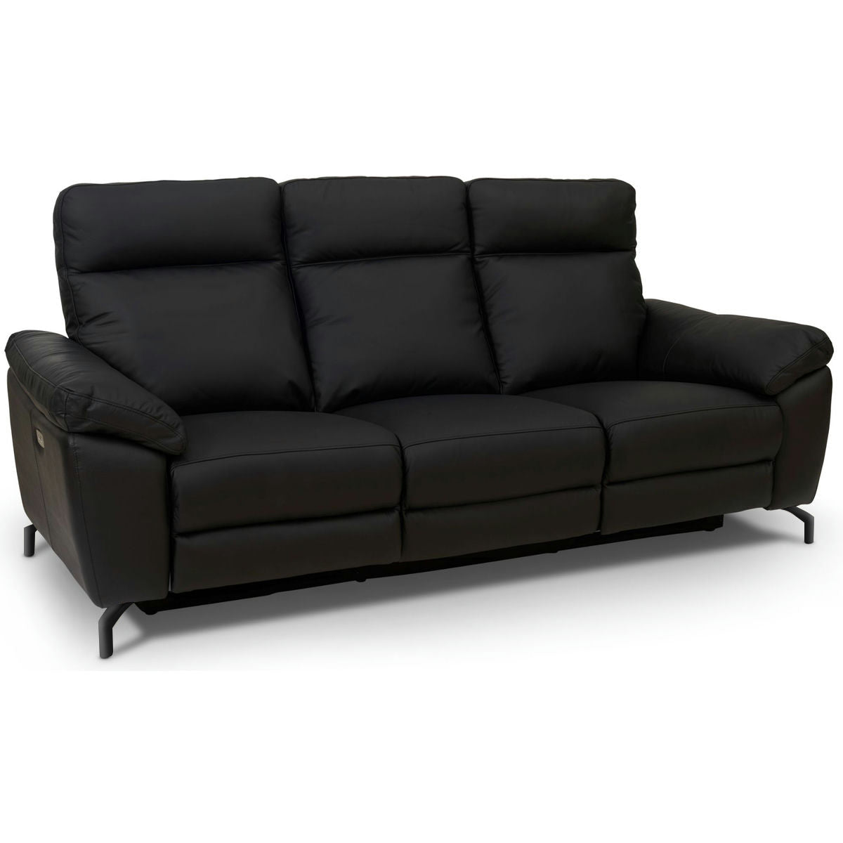 Couchgarnitur 3+2 - mit Elektrische Relaxfunktion, USB - Lederbezug Schwarz - FURNHOUSE