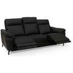 Couchgarnitur 3+2 Selesta - Elektrisch mit USB, Echtleder & Kunstleder Schwarz - FURNHOUSE