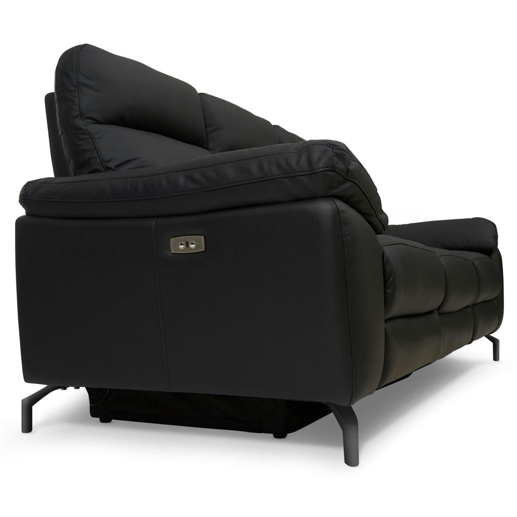 Couchgarnitur 3+2 - mit Elektrische Relaxfunktion, USB - Lederbezug Schwarz - FURNHOUSE