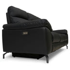 Couchgarnitur 3+2 Selesta - Elektrisch mit USB, Echtleder & Kunstleder Schwarz - FURNHOUSE