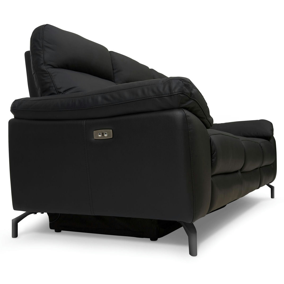 Couchgarnitur 3+2 - mit Elektrische Relaxfunktion, USB - Lederbezug Schwarz - FURNHOUSE