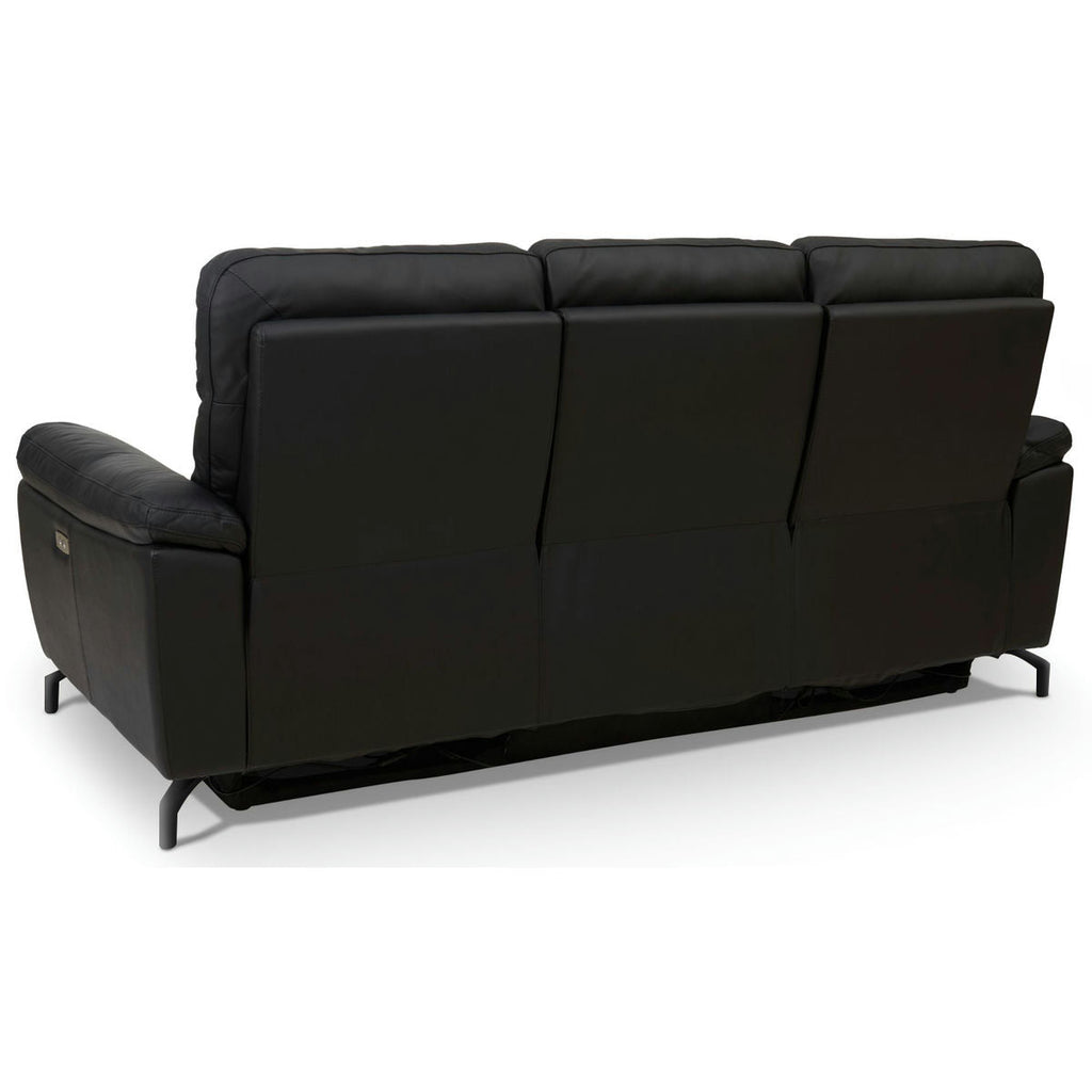 Couchgarnitur 3+2 - mit Elektrische Relaxfunktion, USB - Lederbezug Schwarz - FURNHOUSE