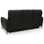 Couchgarnitur 3+2 Selesta - Elektrisch mit USB, Echtleder & Kunstleder Schwarz - FURNHOUSE