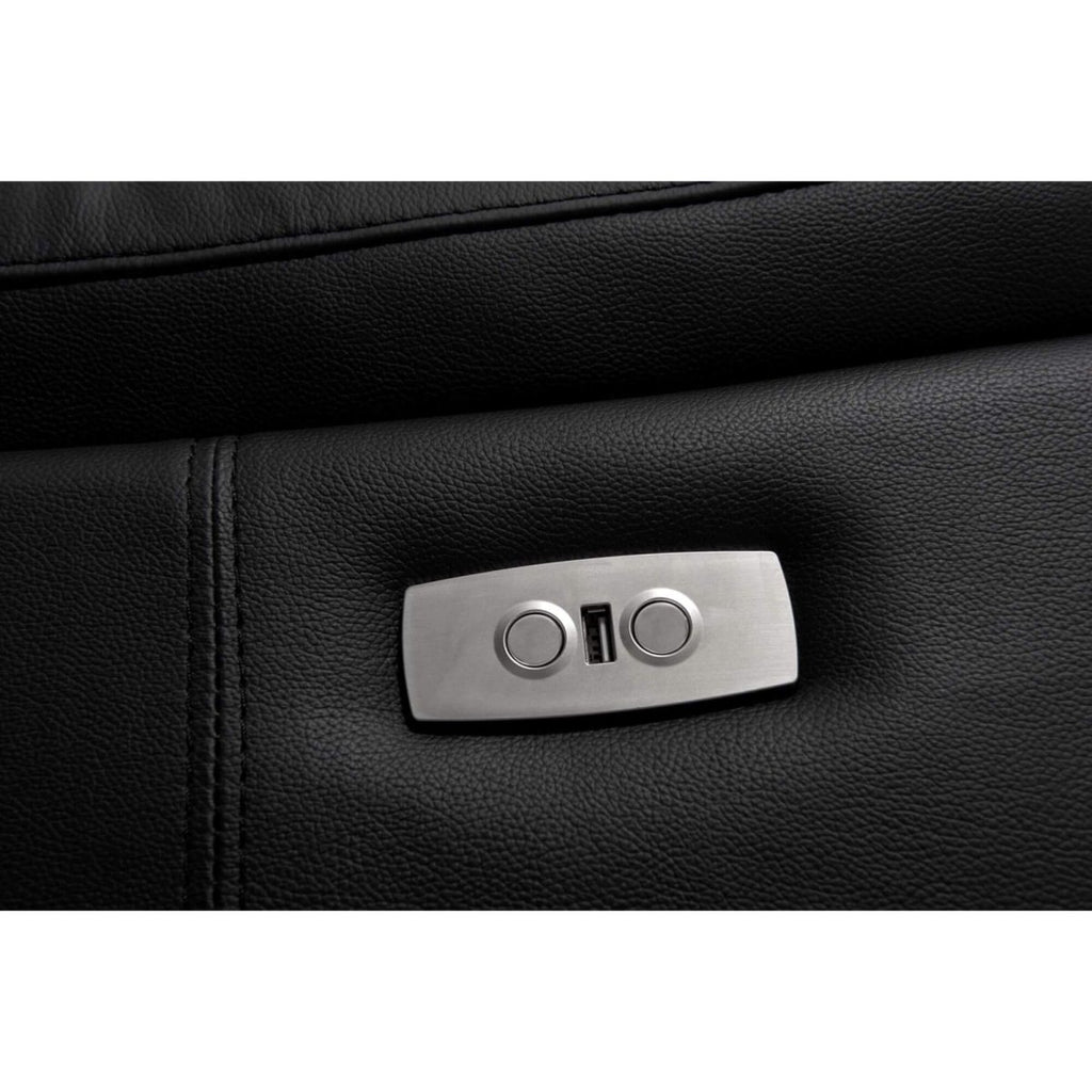 Couchgarnitur 3+2 - mit Elektrische Relaxfunktion, USB - Lederbezug Schwarz - FURNHOUSE