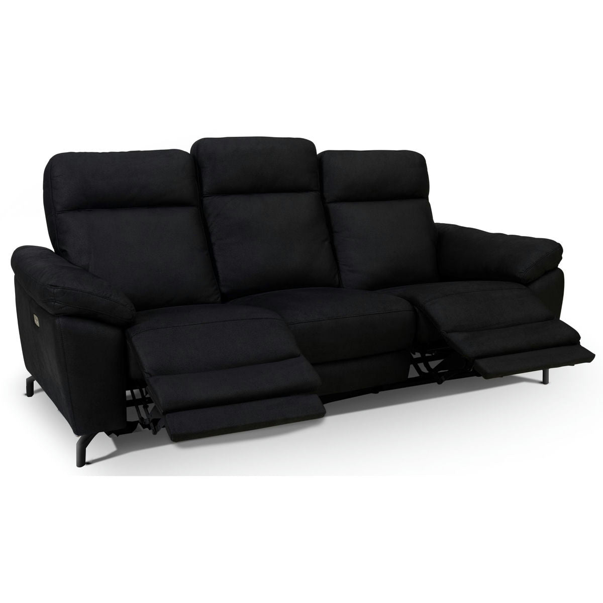 Couchgarnitur 3+2 - mit Elektrische Relaxfunktion, USB - Stoffbezug Schwarz - IBBE DESIGN - FURNHOUSE