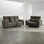 Couchgarnitur 3+2 Selesta - Elektrisch mit USB, Stoff Taupe - FURNHOUSE