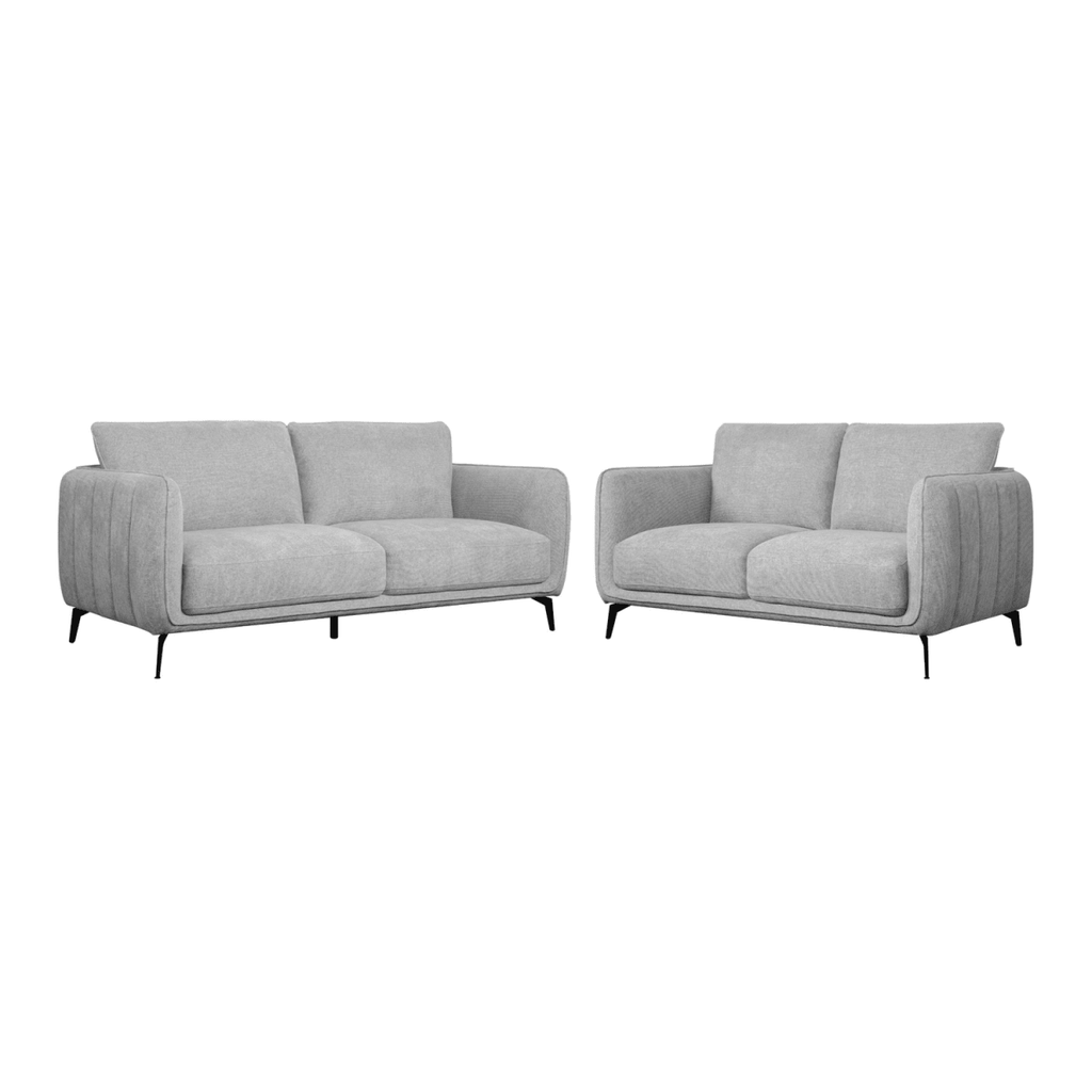 Couchgarnitur 3+2 Sofa - Stoffbezug Grau - IBBE DESIGN - FURNHOUSE
