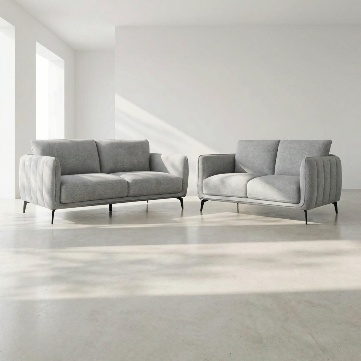 Couchgarnitur 3+2 Sofa - Stoffbezug Grau - IBBE DESIGN - FURNHOUSE