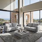 Couchgarnitur 3+2 Selena - Stoff Grau, 197 + 158 cm - FURNHOUSE