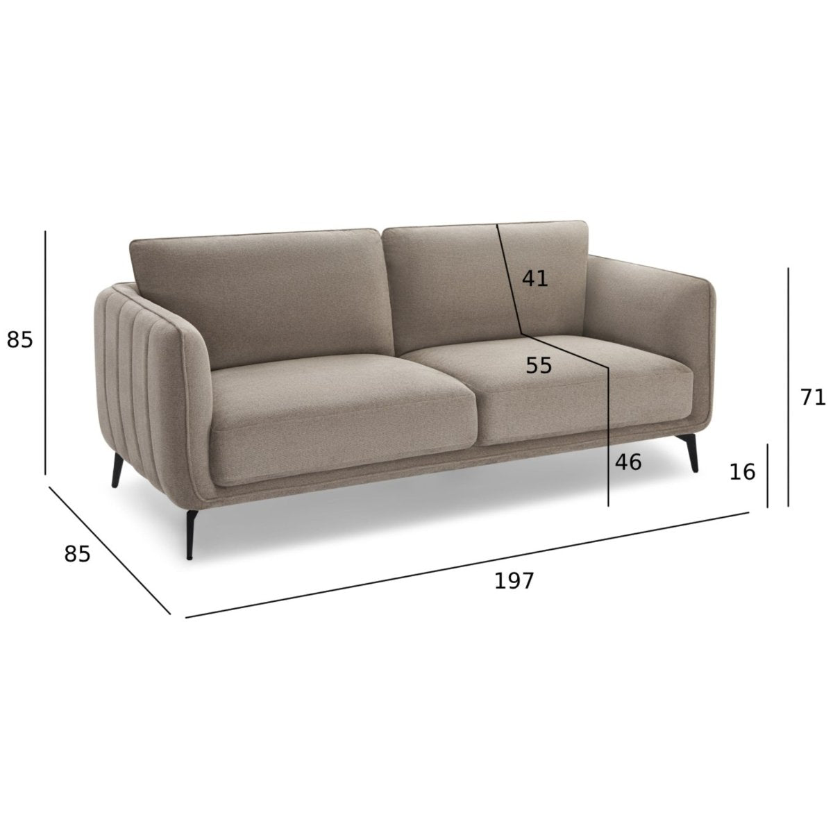 Couchgarnitur 3+2 Sofa - Stoffbezug Taupe - FURNHOUSE