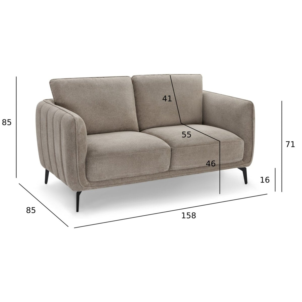 Couchgarnitur 3+2 Sofa - Stoffbezug Taupe - FURNHOUSE