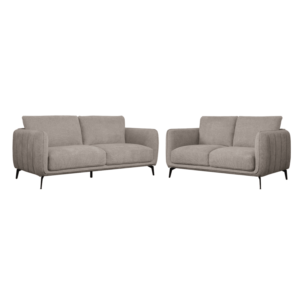 Couchgarnitur 3+2 Sofa - Stoffbezug Taupe - FURNHOUSE