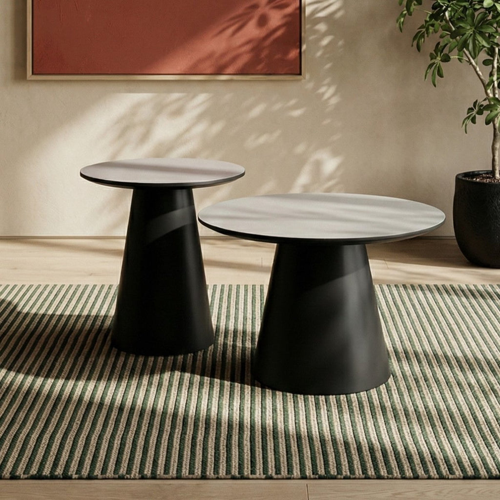 Couchtisch 2er Set ø45/60 cm - Marmoroptik Hellgrau - FURNHOUSE