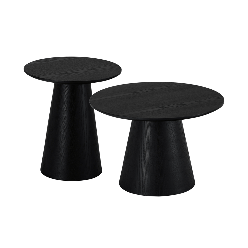 Couchtisch 2er Set ø45/60 cm Tango - Eiche Schwarz - FURNHOUSE