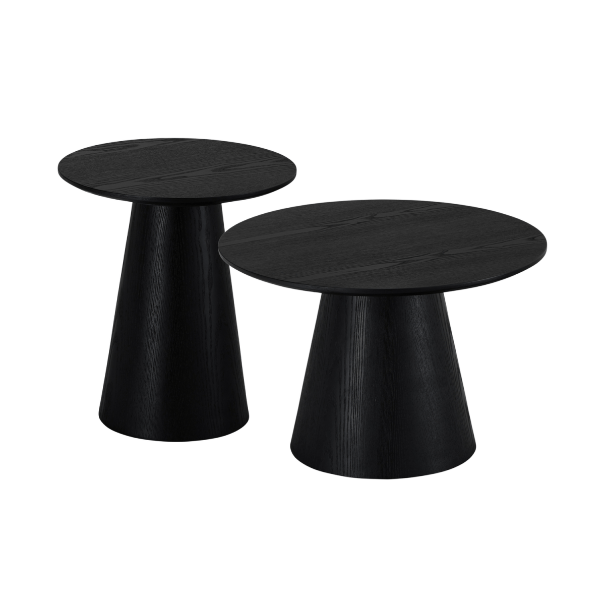 Couchtisch 2er Set ø45/60 cm Tango - Eiche Schwarz - FURNHOUSE