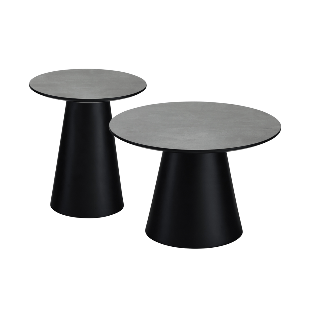 Couchtisch 2er Set ø45/60 cm Tango - Marmoroptik Dunkelgrau - FURNHOUSE