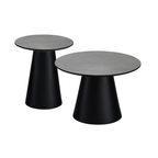 Couchtisch 2er Set ø45/60 cm Tango - Marmoroptik Dunkelgrau - FURNHOUSE