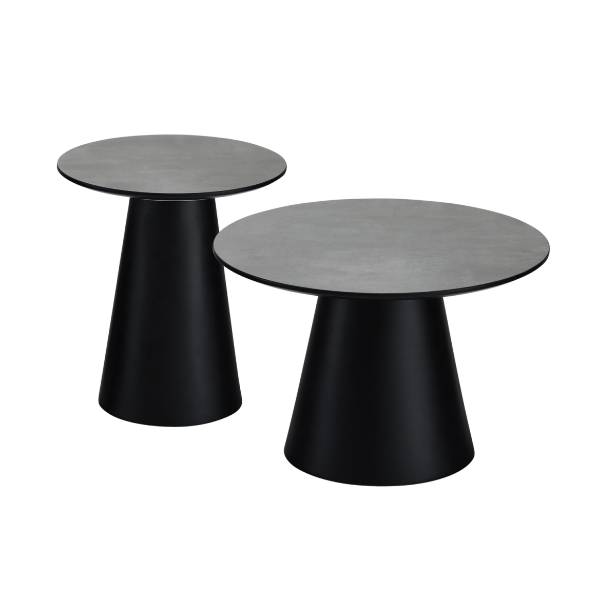 Couchtisch 2er Set ø45/60 cm Tango - Marmoroptik Dunkelgrau - FURNHOUSE