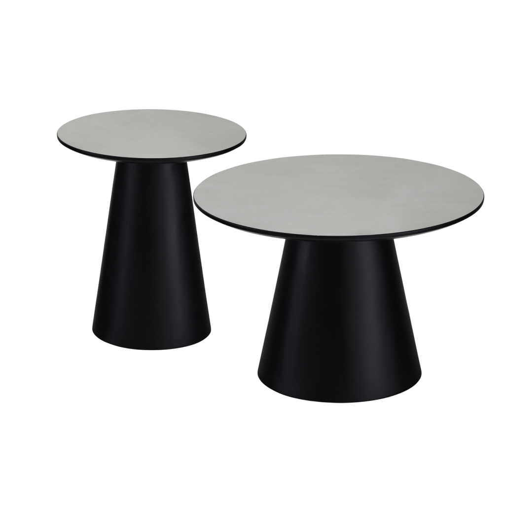 Couchtisch 2er Set ø45/60 cm Tango - Marmoroptik Hellgrau - FURNHOUSE
