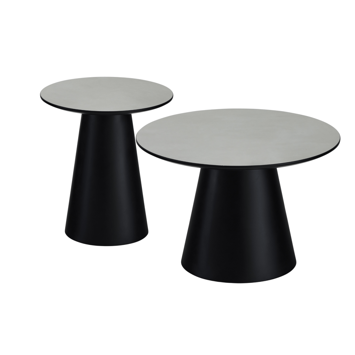 Couchtisch 2er Set ø45/60 cm Tango - Marmoroptik Hellgrau - FURNHOUSE