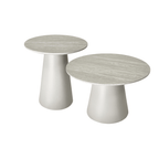 Couchtisch 2er Set ø45/60 cm Tango - Travertine-Optik Grau - FURNHOUSE