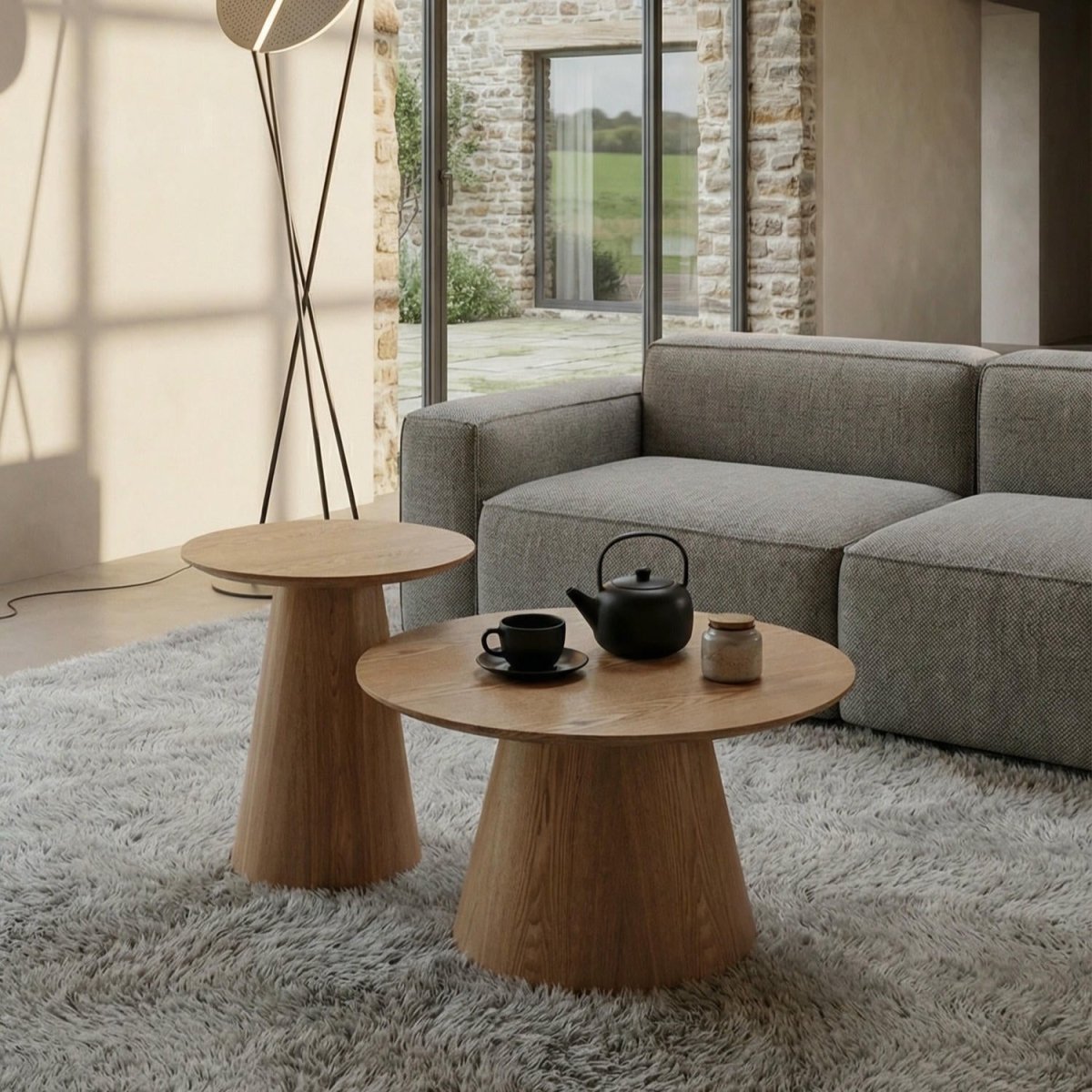 Couchtisch 2er Set ø45/60 cm - Wildeiche Natur - FURNHOUSE