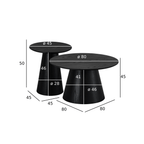 Couchtisch 2er Set ø45/80 cm - Eiche Schwarz - FURNHOUSE