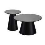 Couchtisch 2er Set ø45/80 cm Tango - Marmoroptik Dunkelgrau - FURNHOUSE