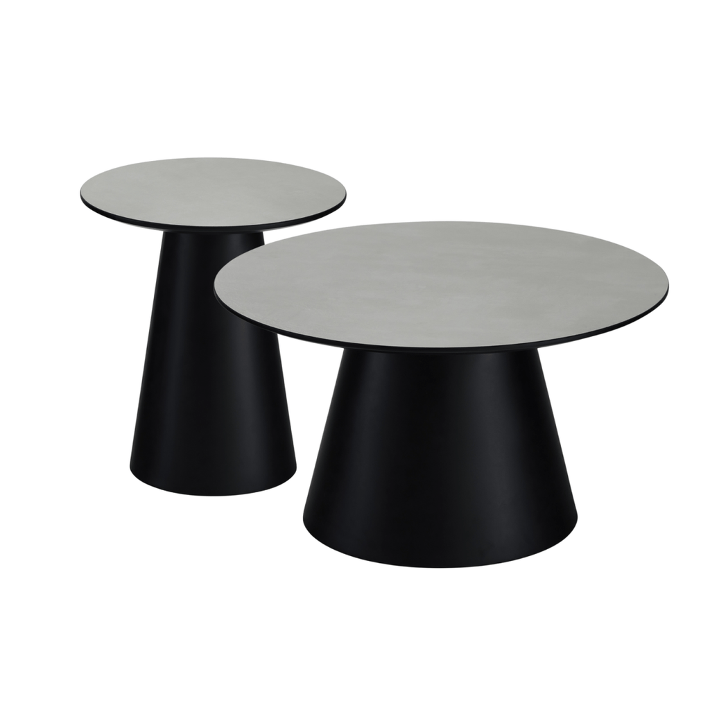 Couchtisch 2er Set ø45/80 cm Tango - Marmoroptik Hellgrau - FURNHOUSE