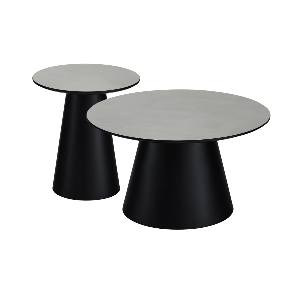 Couchtisch 2er Set ø45/80 cm Tango - Marmoroptik Hellgrau - FURNHOUSE